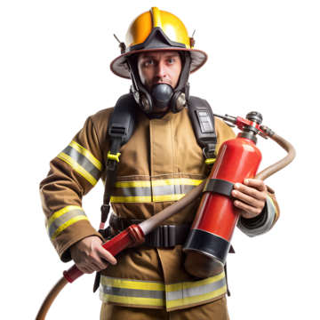 firefighter-with-fire-extinguisher-and-hose